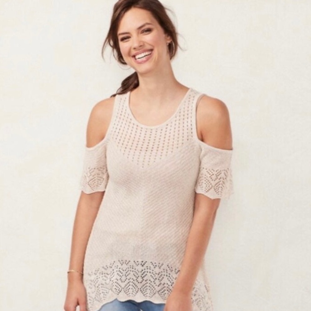 LC Lauren Conrad Crochet Top Medium